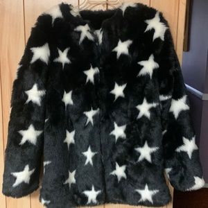 Black/white Faux Fur Coat